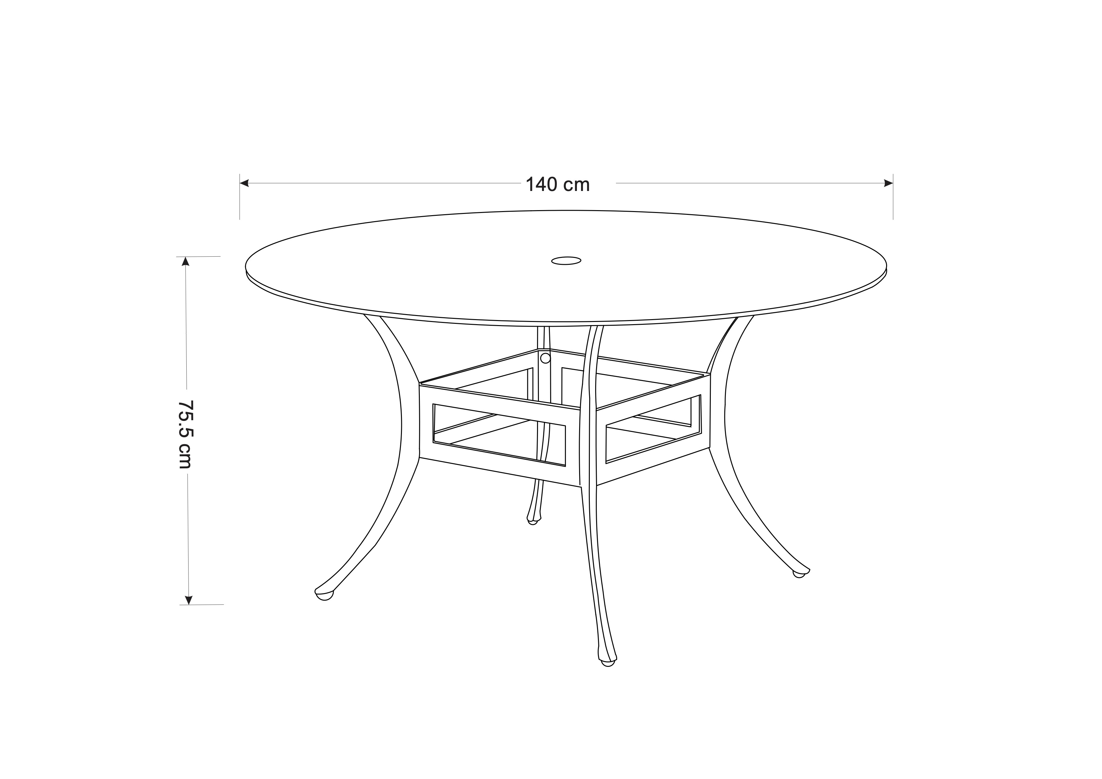 Lyra 6 Seat Round Dining Set dimensions